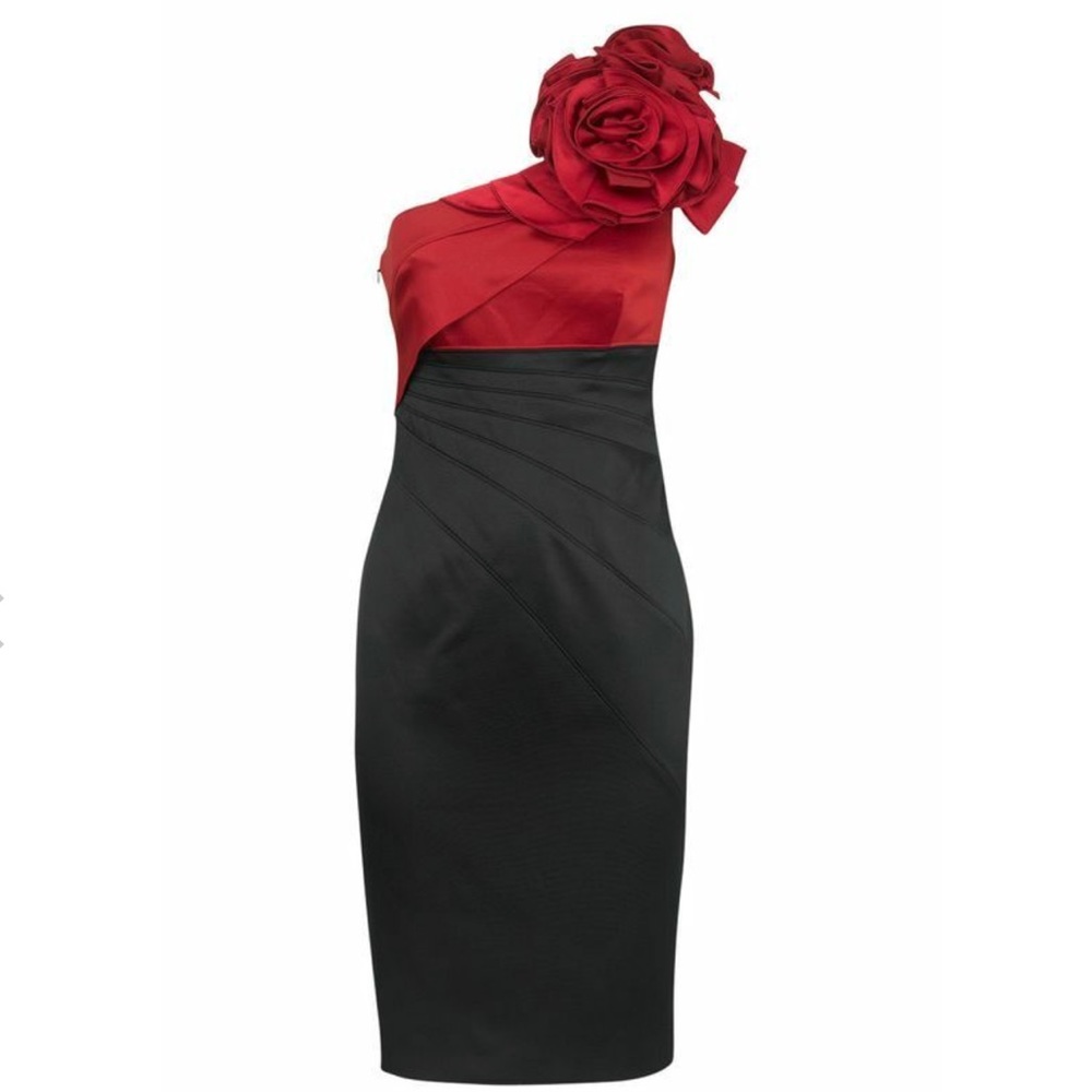 Karen Millen Rose Corsage Black and Red Dress